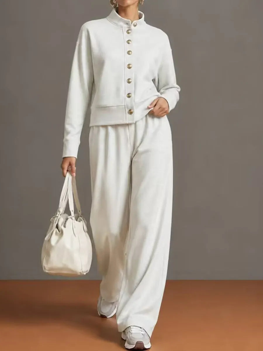 Casual And Comfortable Cotton Sweatshirt Cardigan And Pants Two-piece Set