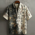 Japanese Art Retro Line Art Linen Casual Short-sleeve Top