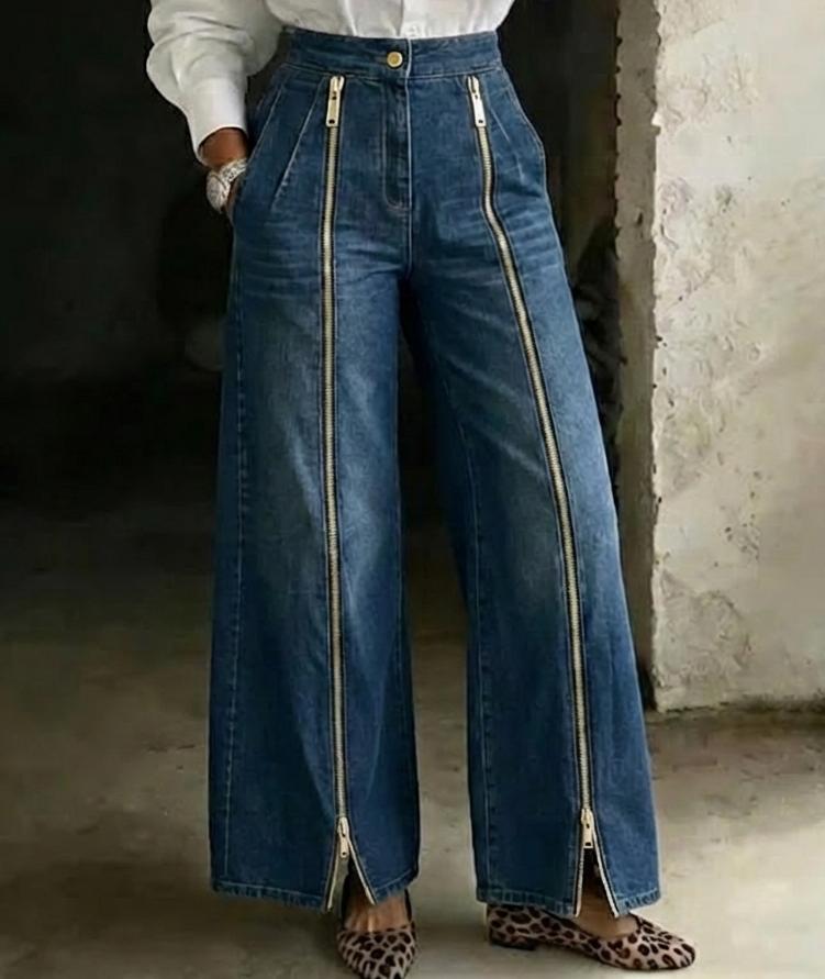 Women's Fashion High-waisted Casual Loose-fitting Wide-leg Jeans
