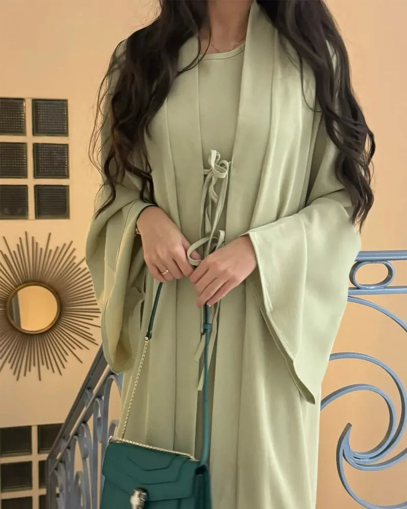 Elegant Sleeveless Dress & Lace-Up Cardigan Two-Piece Set