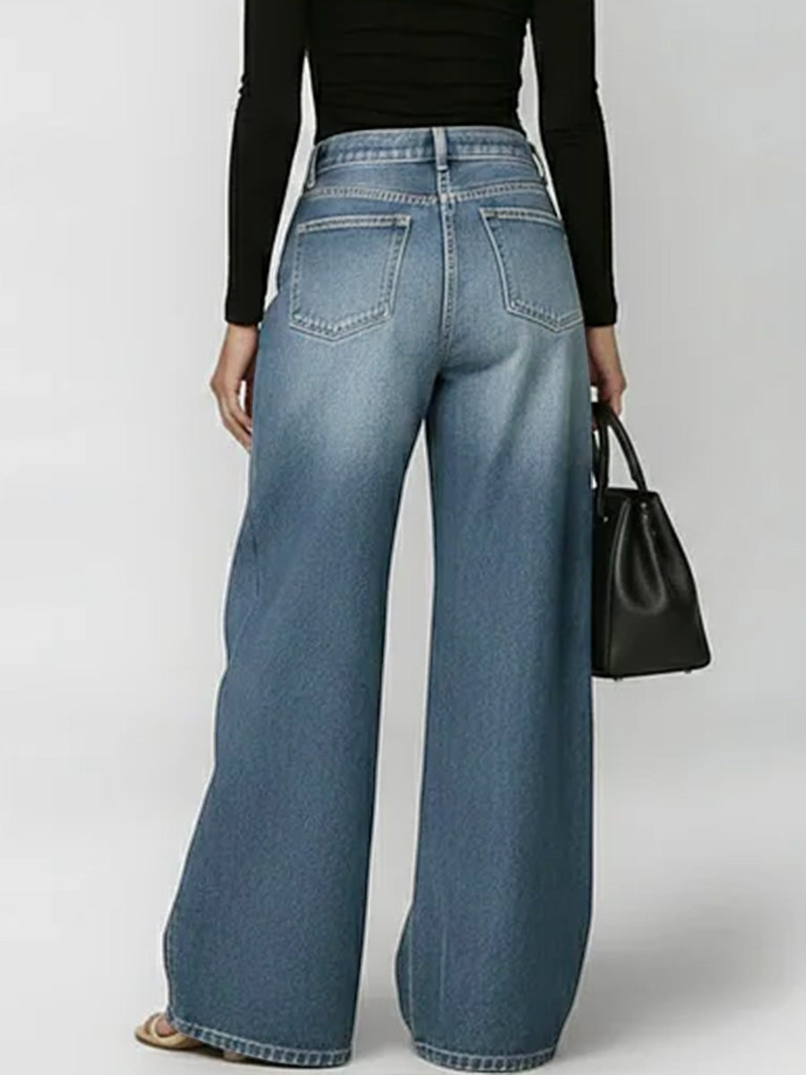 Women's New High-waisted Casual Loose Wide-leg Jeans