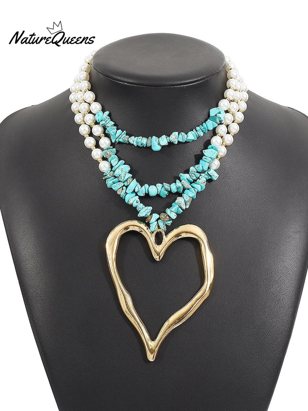 Bohemian Multi-layered Large Heart Beaded Necklace