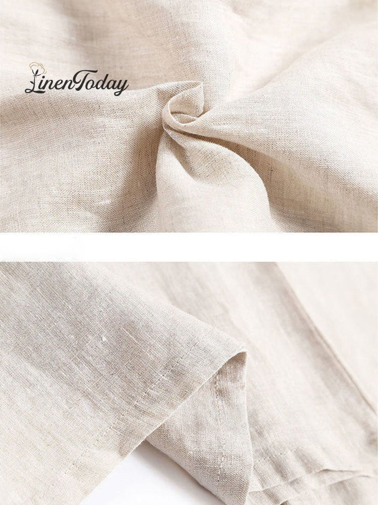 Women's Solid Color Loose Elegant Casual Simple Cotton And Linen Pants