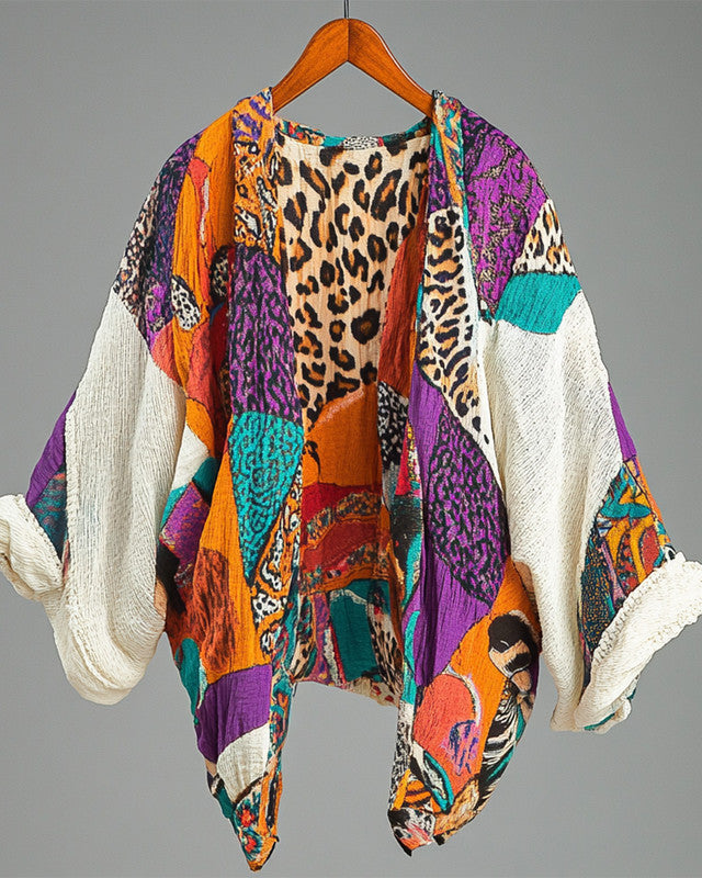 Summer vacation comfortable handmade ethnic theme print fun cardigan5e55