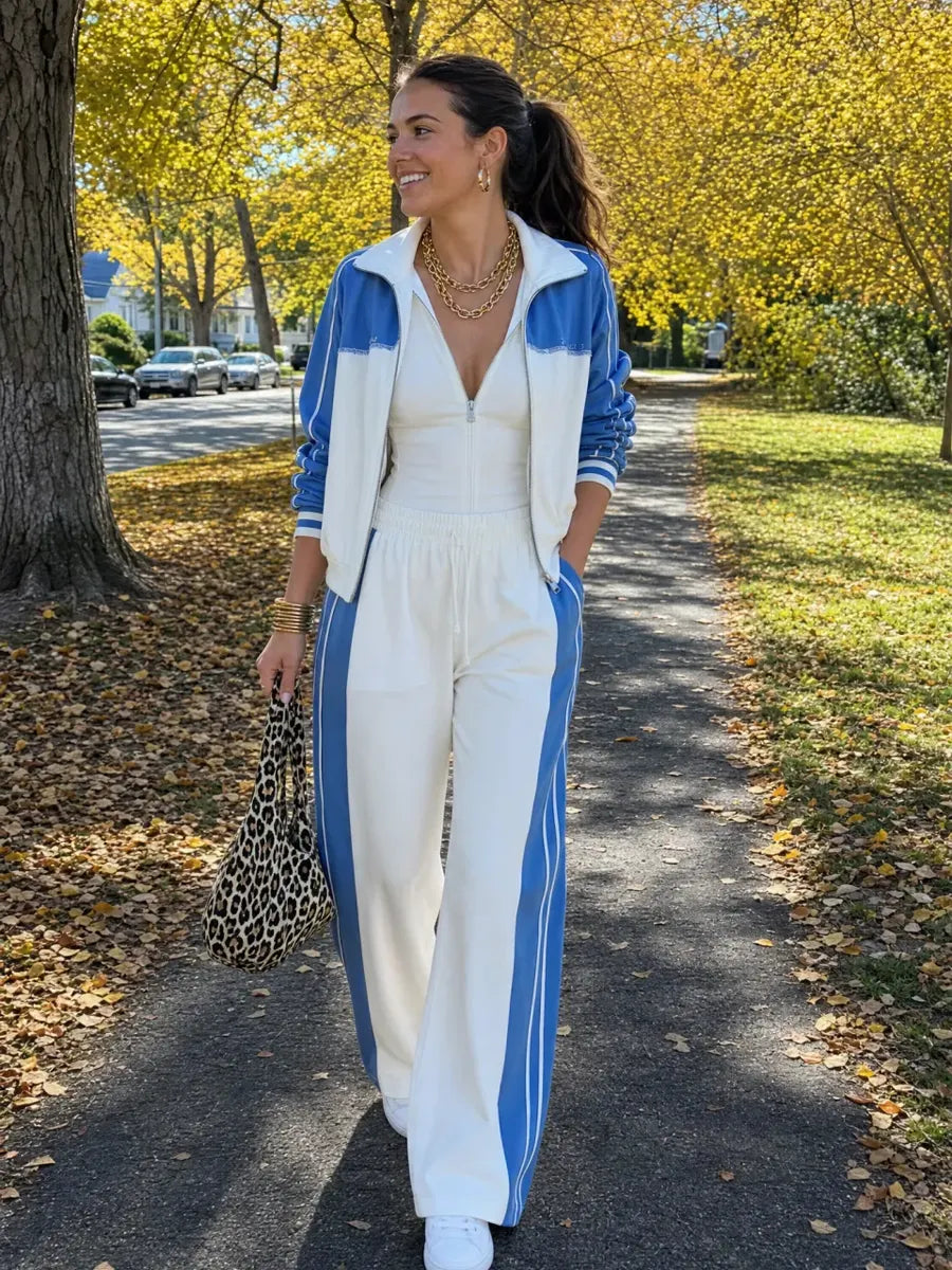 Stylish Blue And White Casual Suit