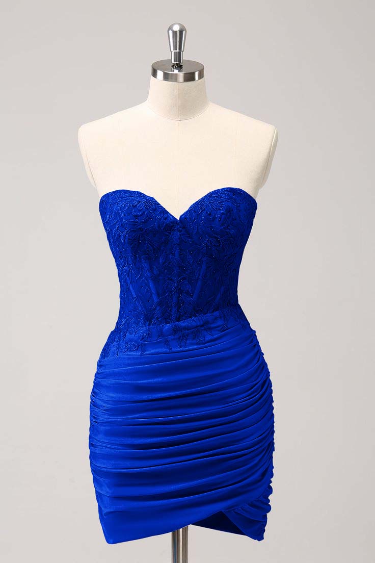 Cocoslly Chic Sweetheart Sleeveless Pleated Short Homecoming Dress With Embroidery | Lavender Satin HC0085