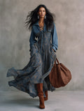 Effortless Chic Chambray Cropped Shirt & Paisley-Print Tiered Maxi Dress Set