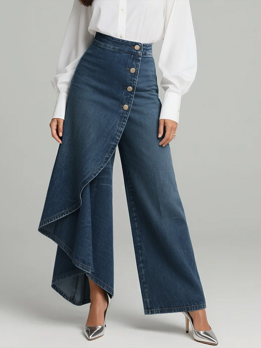Women's High-waisted Relaxed Fit Wide-leg Jeans With A Stylish Design.