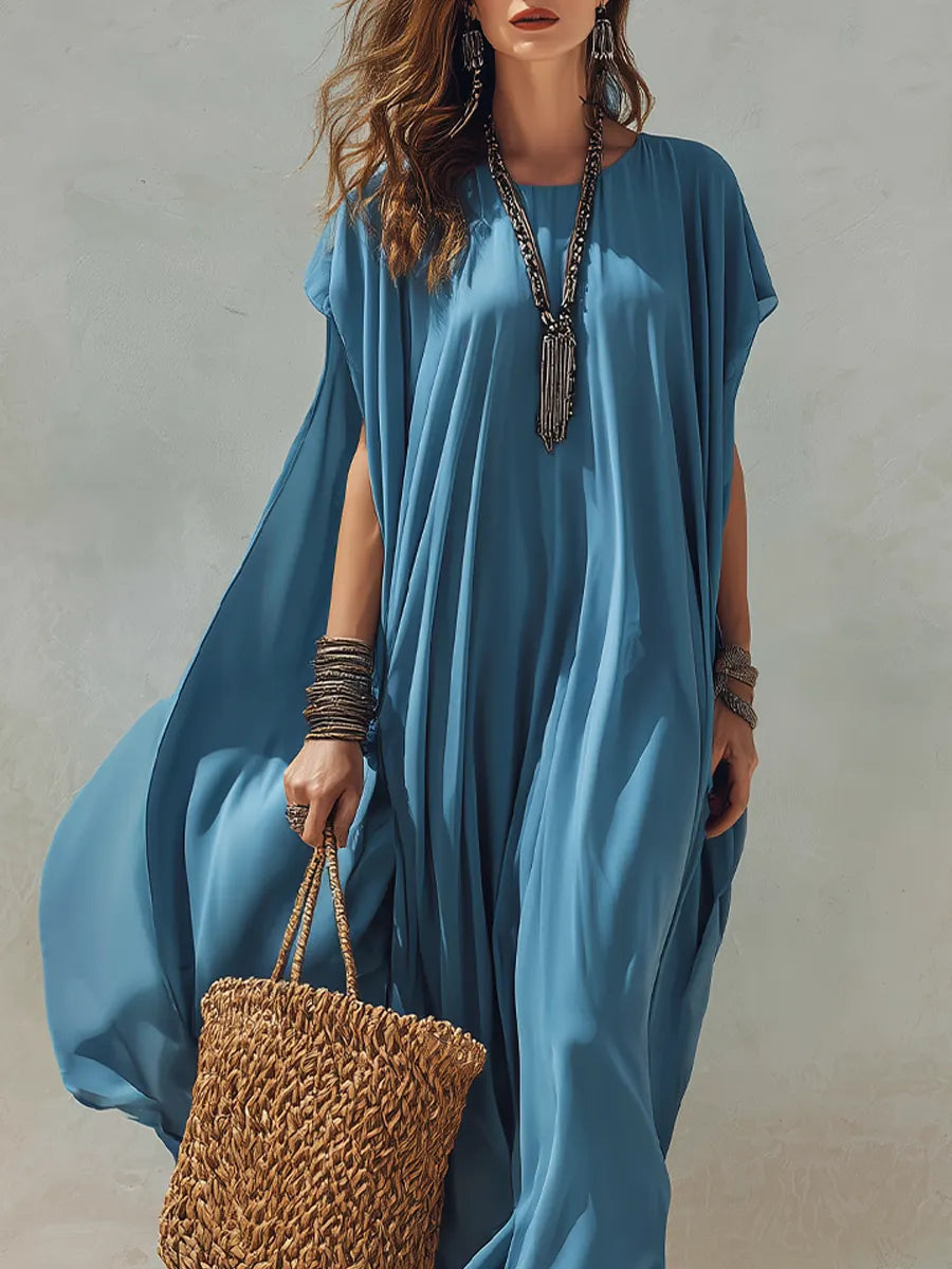 Bohemian Lake Blue Flowing Long Dress