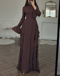 Elegant Half-turtleneck Ruffle Dress
