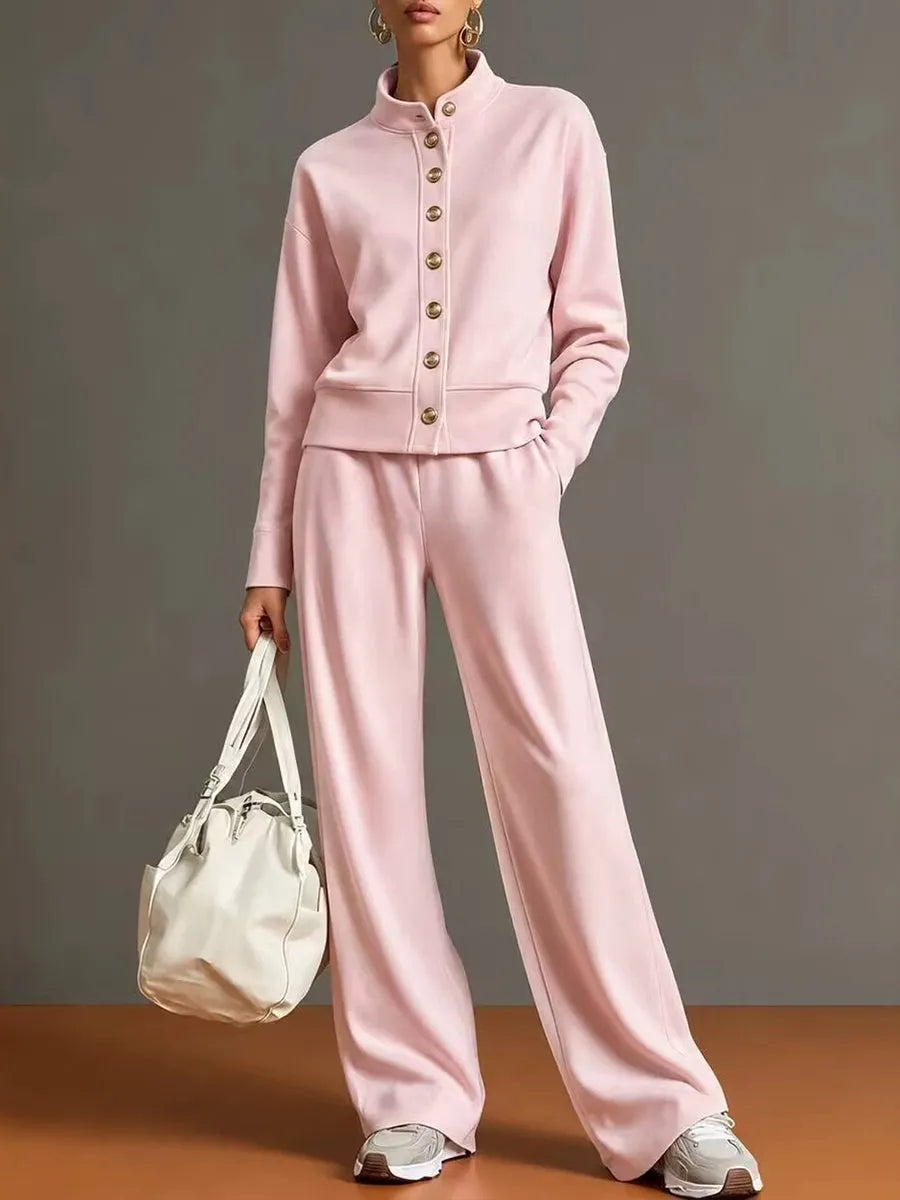 Casual And Comfortable Cotton Sweatshirt Cardigan And Pants Two-piece Set