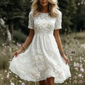 Women's Vintage Rose Floral Art Print Midi Dress