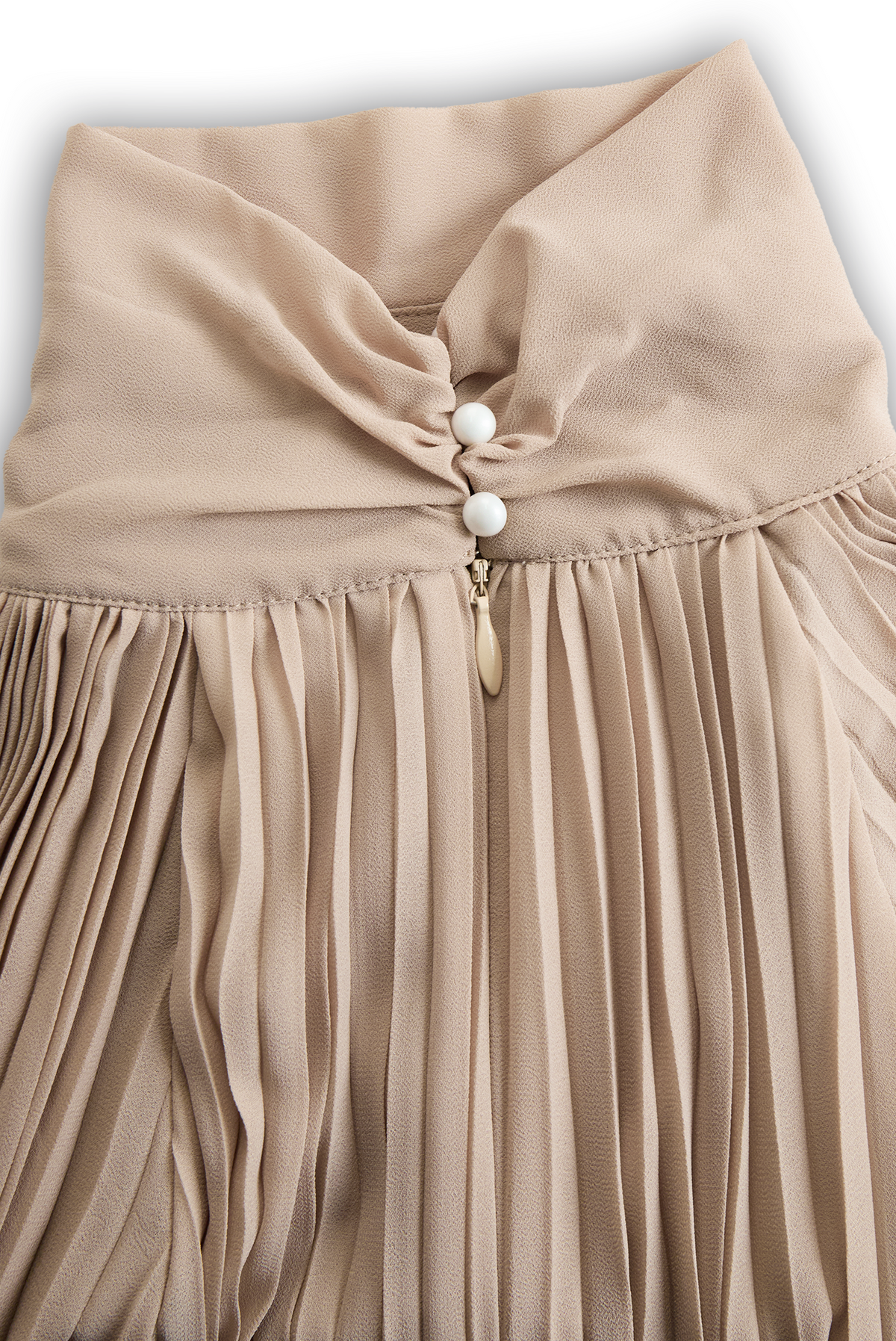 Pleated High-Neck Maxi Dress