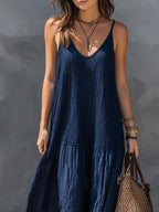 Bohemian Patchwork Cotton Linen Maxi Dress