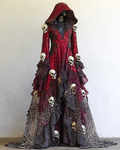 Women's Elegant Halloween Contrast Color Slim Fit Dress 3179