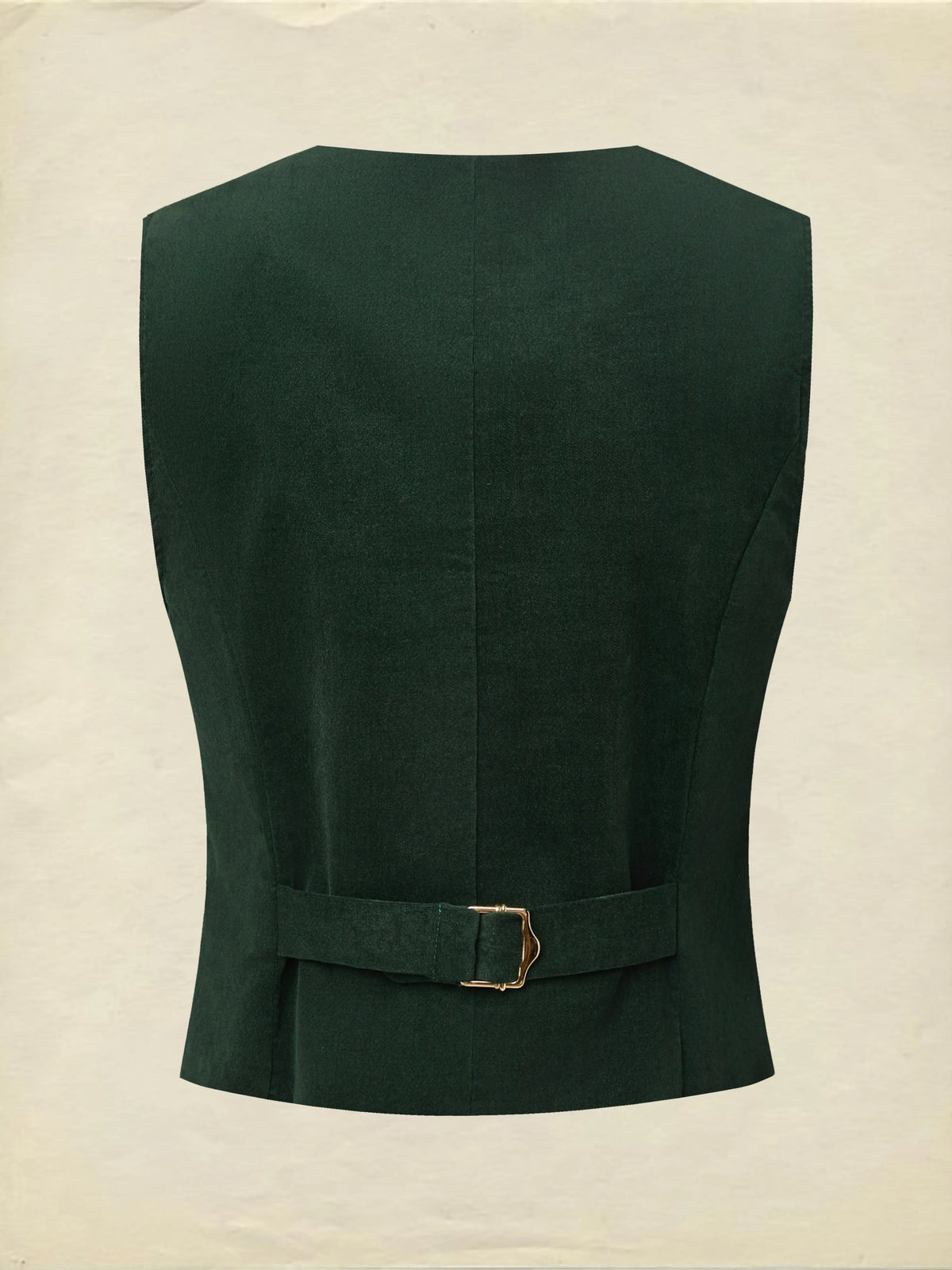 Cotton Vest (Shirt and Skirt Not Included), Sleeveless, V Neck, Plain, Button Design, Vintage, Green