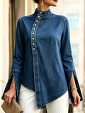 Elegant Asymmetrical Denim Top