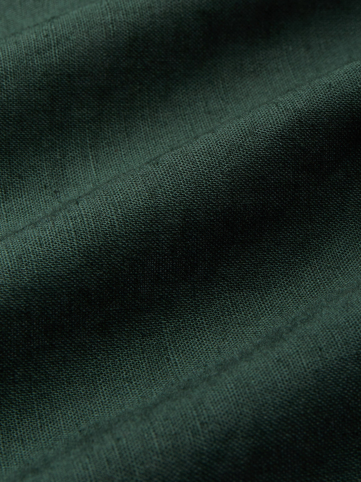 Midi Linen Dress , Half Sleeve, Sweetheart Neck, Plain, Vintage, Deep Green