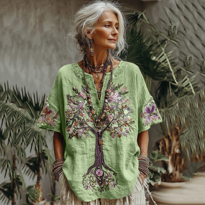Women's Tree Of Life Floral Art Comfy Shirt