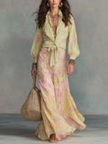 Romantic Sage Floral Tie-Front Skirt Set