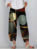 Women's Geometric Pattern Art Print Casual Cotton Denim Pants