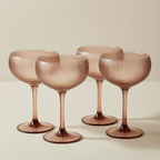 Ribbed Champagne Coupe - Set of 4 - overall