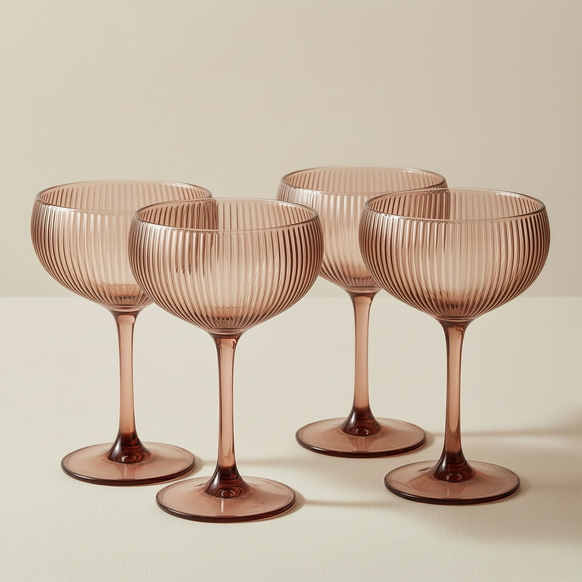 Ribbed Champagne Coupe - Set of 4 - overall
