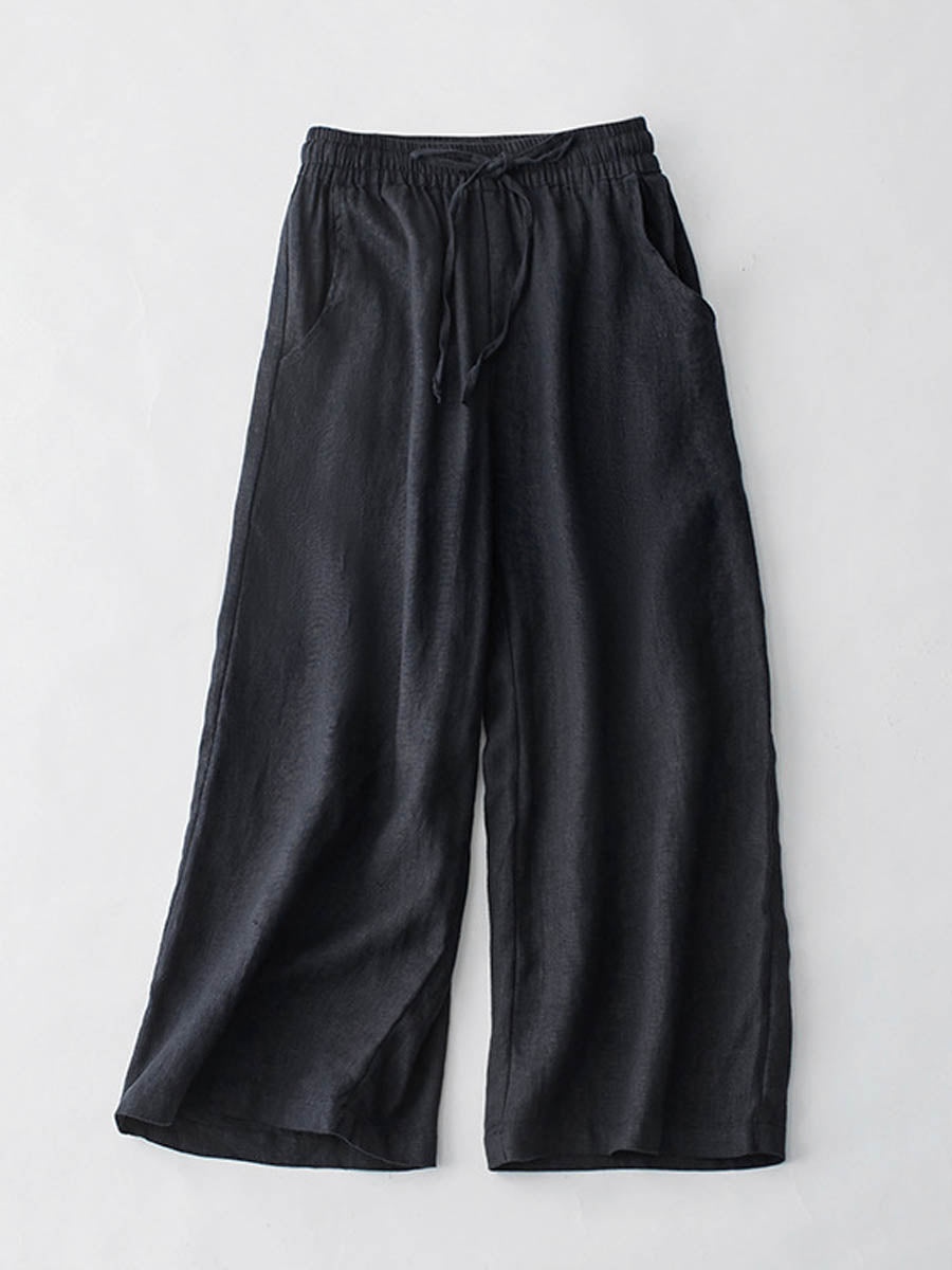 Women's Breathable Elastic Pocket Lazy Casual Cotton And Linen Loose Pants