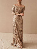 One-shoulder lace hollow temperament women's dress