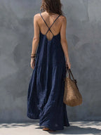 Bohemian Patchwork Cotton Linen Maxi Dress