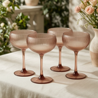 Ribbed Champagne Coupe - Set of 4 - scene