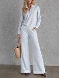 Coastal Luxe Leopard Half-Zip Top & Wide Leg Pants Set