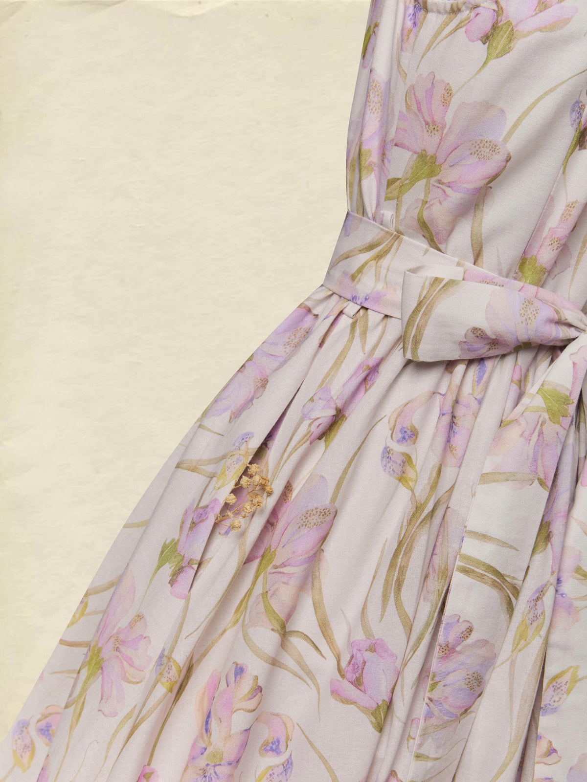 Maxi Cotton Dress, Cap Sleeves, Stand Collar, Floral, Lace, Vacation, Vintage, lavender