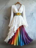 Women's Vibrant Summer Rainbow-Colored Dress 5740