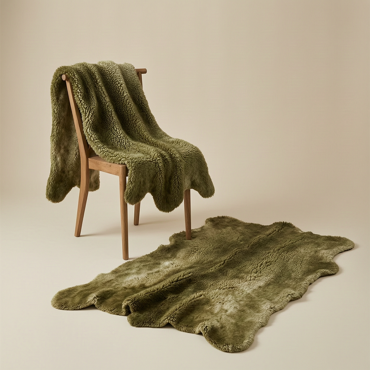 Tibetan Lambskin Rug - closeup
