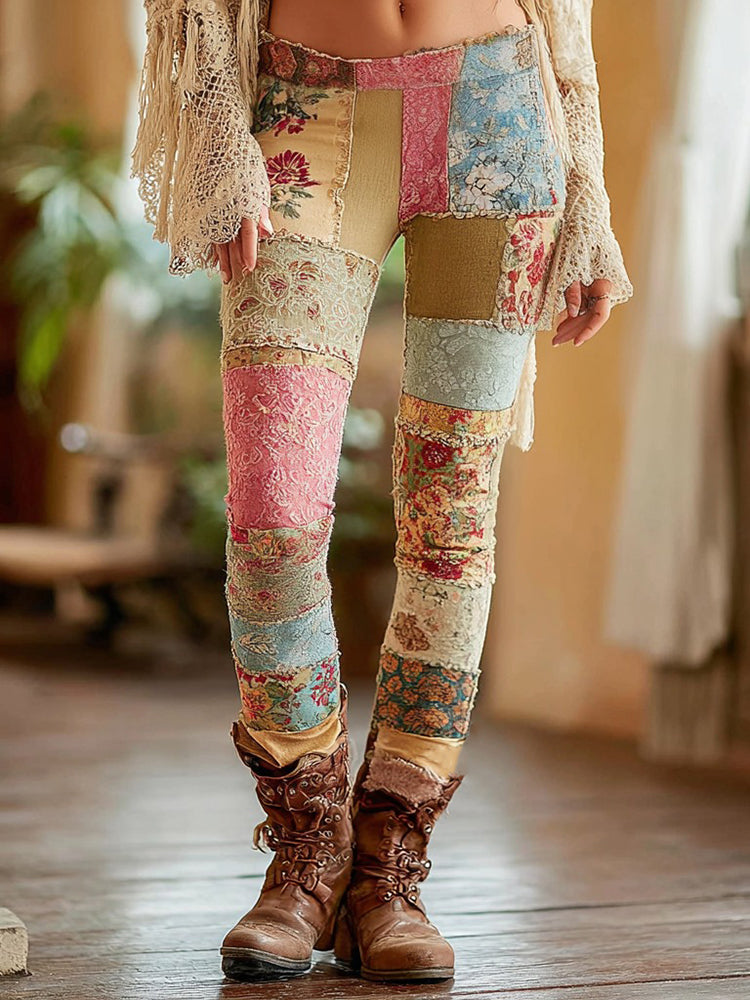 Women's Bohemian Floral Pattern Casual Leggings