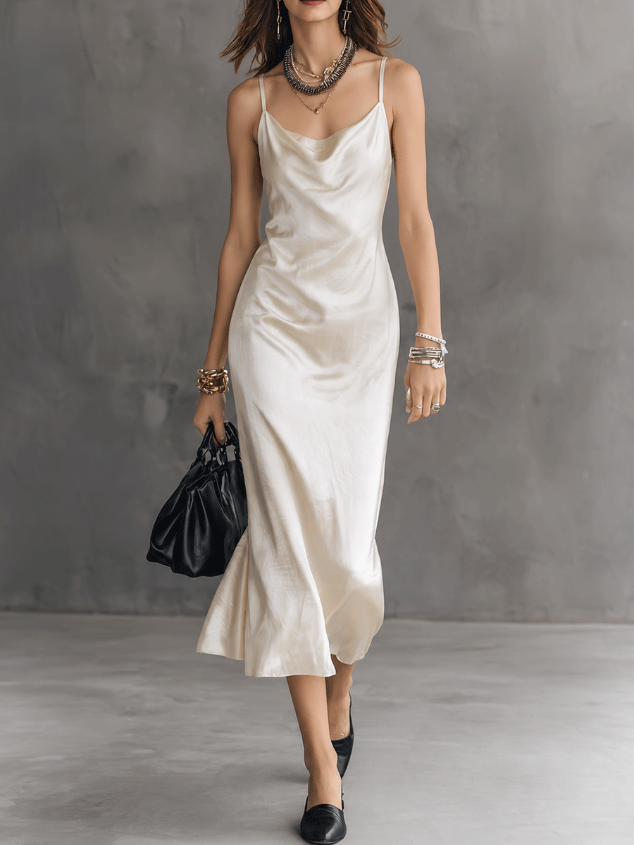 Tweed Lace-Trim Cropped Jacket & Satin Slip Dress Two-Piece Set