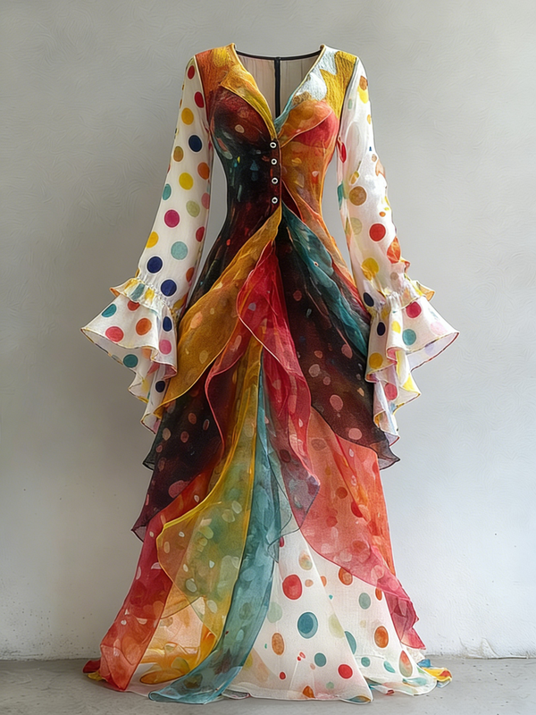 Women's Vibrant Summer Rainbow-Colored Dress 5236