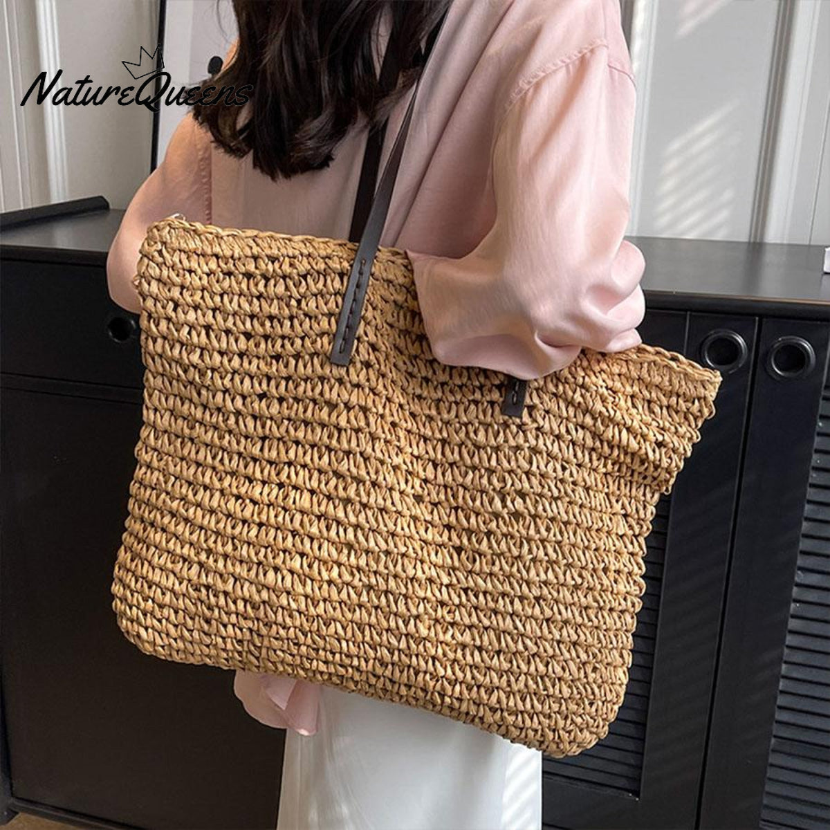 Beach Vacation Western Fashion Large Capacity Shoulder Tote Straw Bag