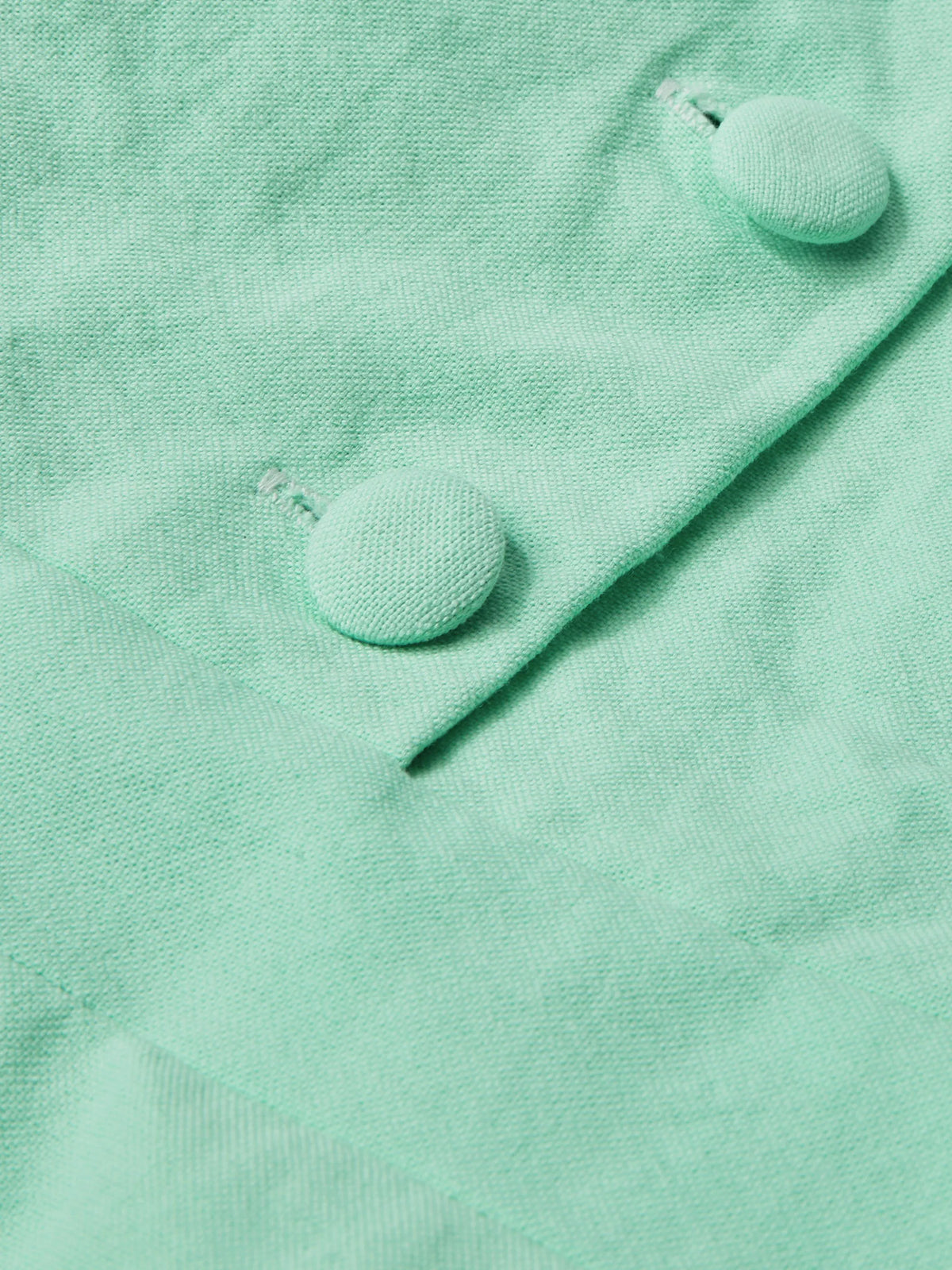 Maxi Cotton Dress , Cap Sleeves, Shawl Collar, Plain, Button Design, Vintage,  Light Green