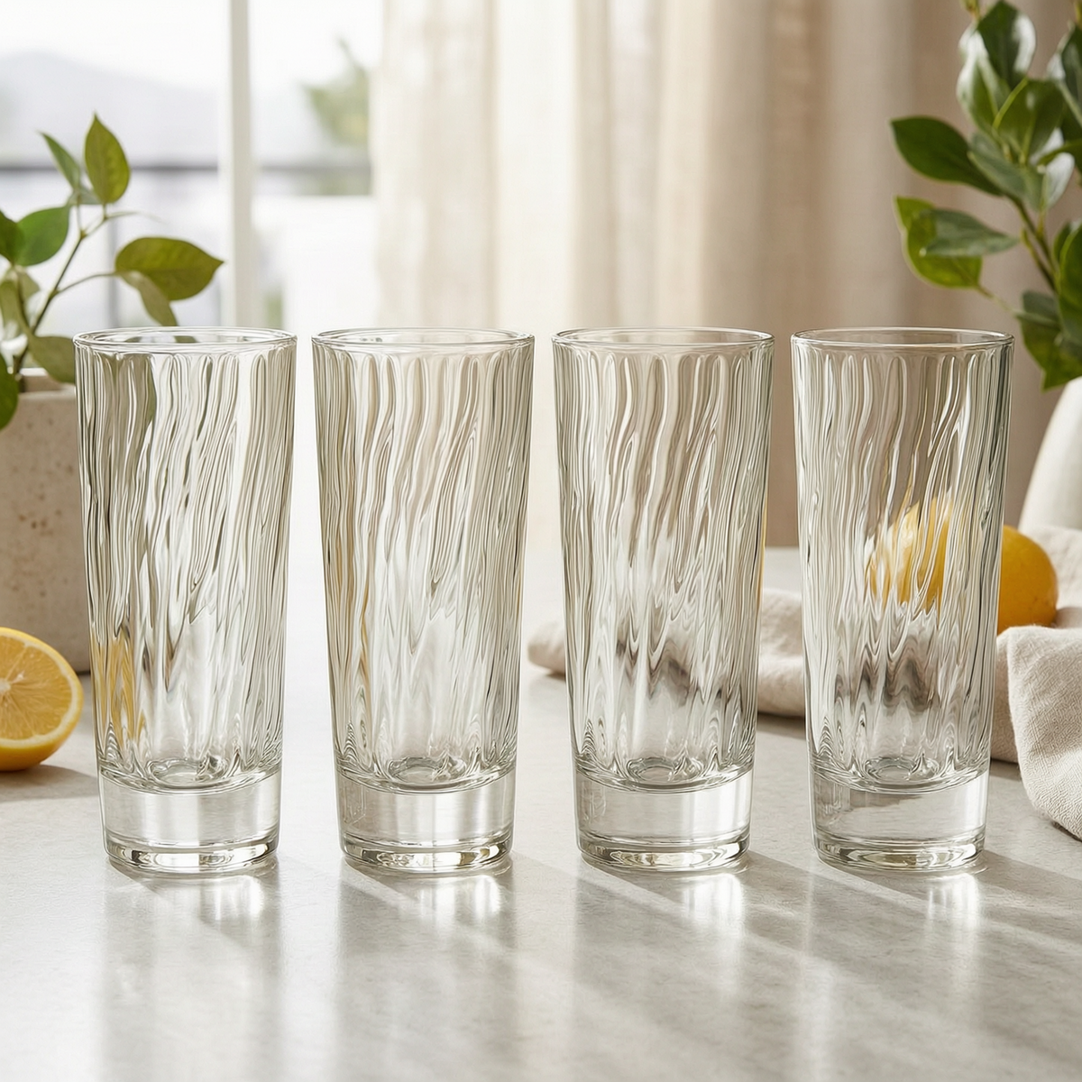 Ripple Long Drink Glasses (Set of 4) - scene