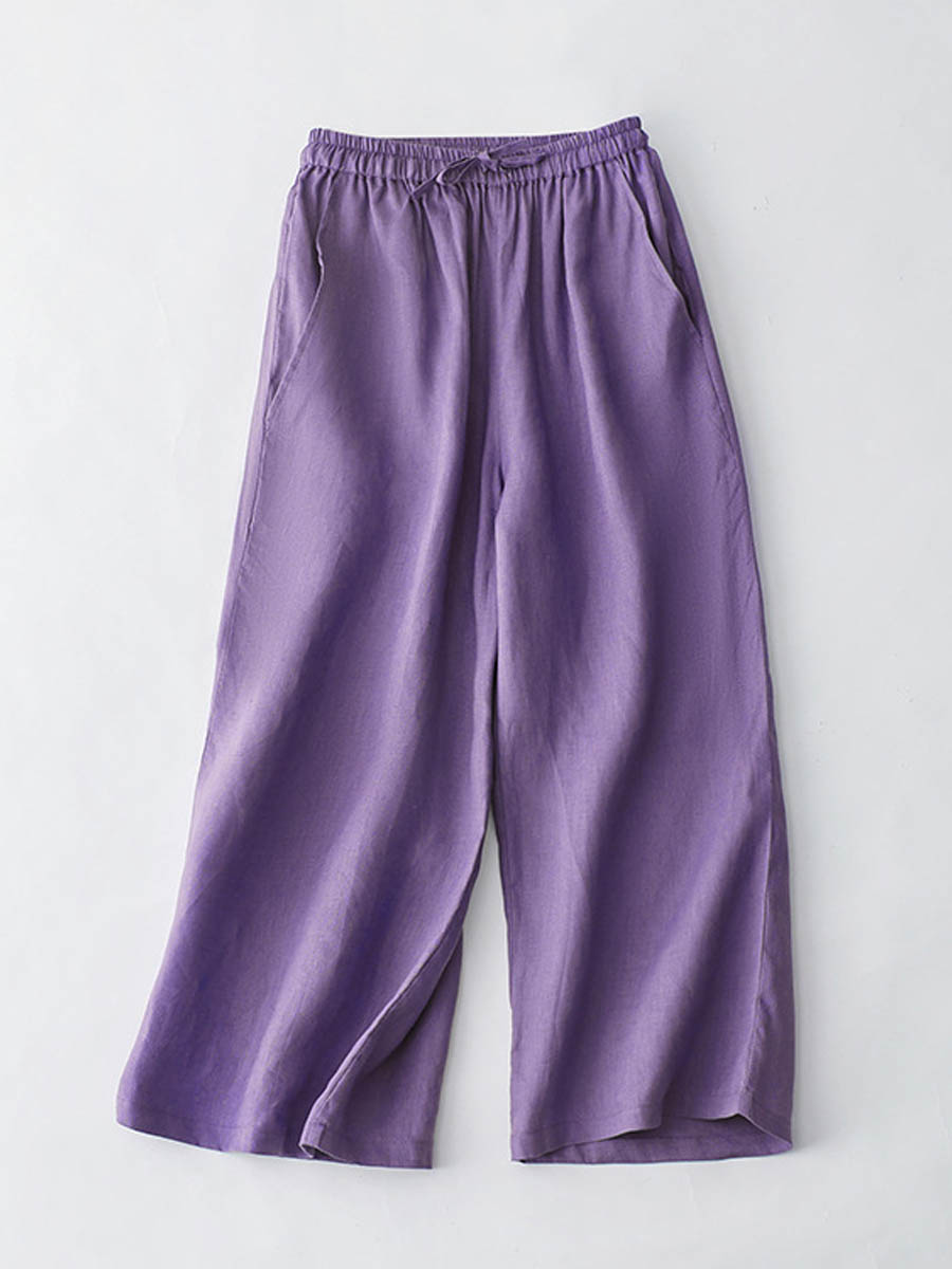 Women's Breathable Elastic Pocket Lazy Casual Cotton And Linen Loose Pants