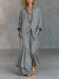 Women's Leopard Jacquard Oversized Shirt & Wide Leg Tiered Pants Two-Piece Set