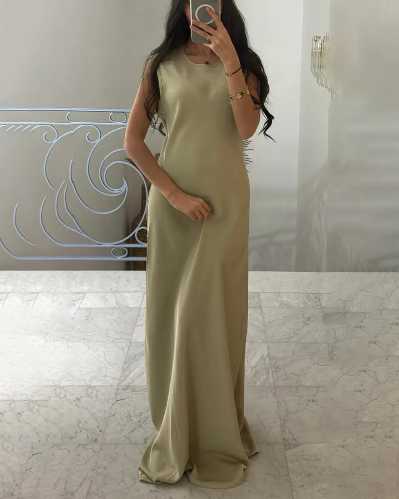 Elegant Sleeveless Dress & Lace-Up Cardigan Two-Piece Set