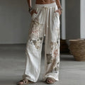 Women's Retro Floral Patchwork Art Casual Linen Pants