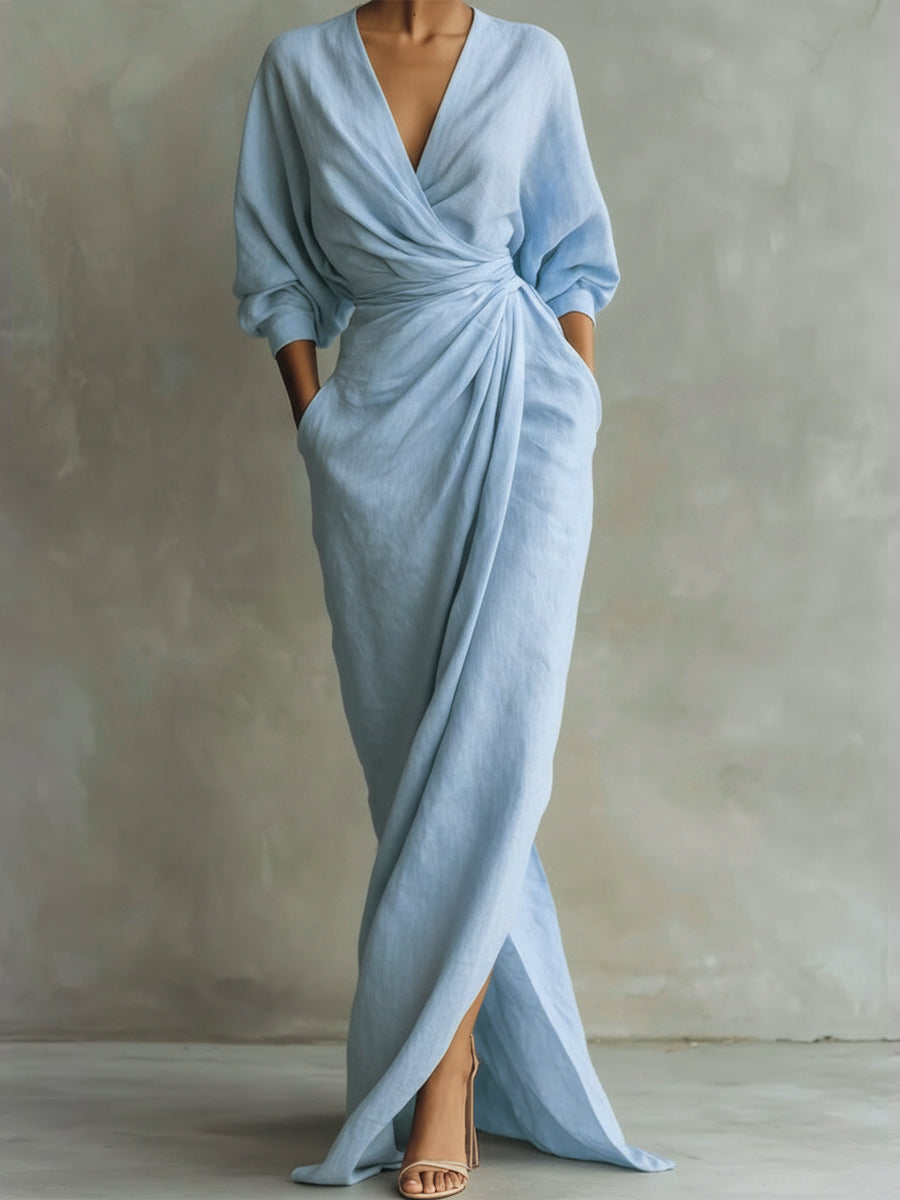 Women's Linen And Cotton Extra-long Dress