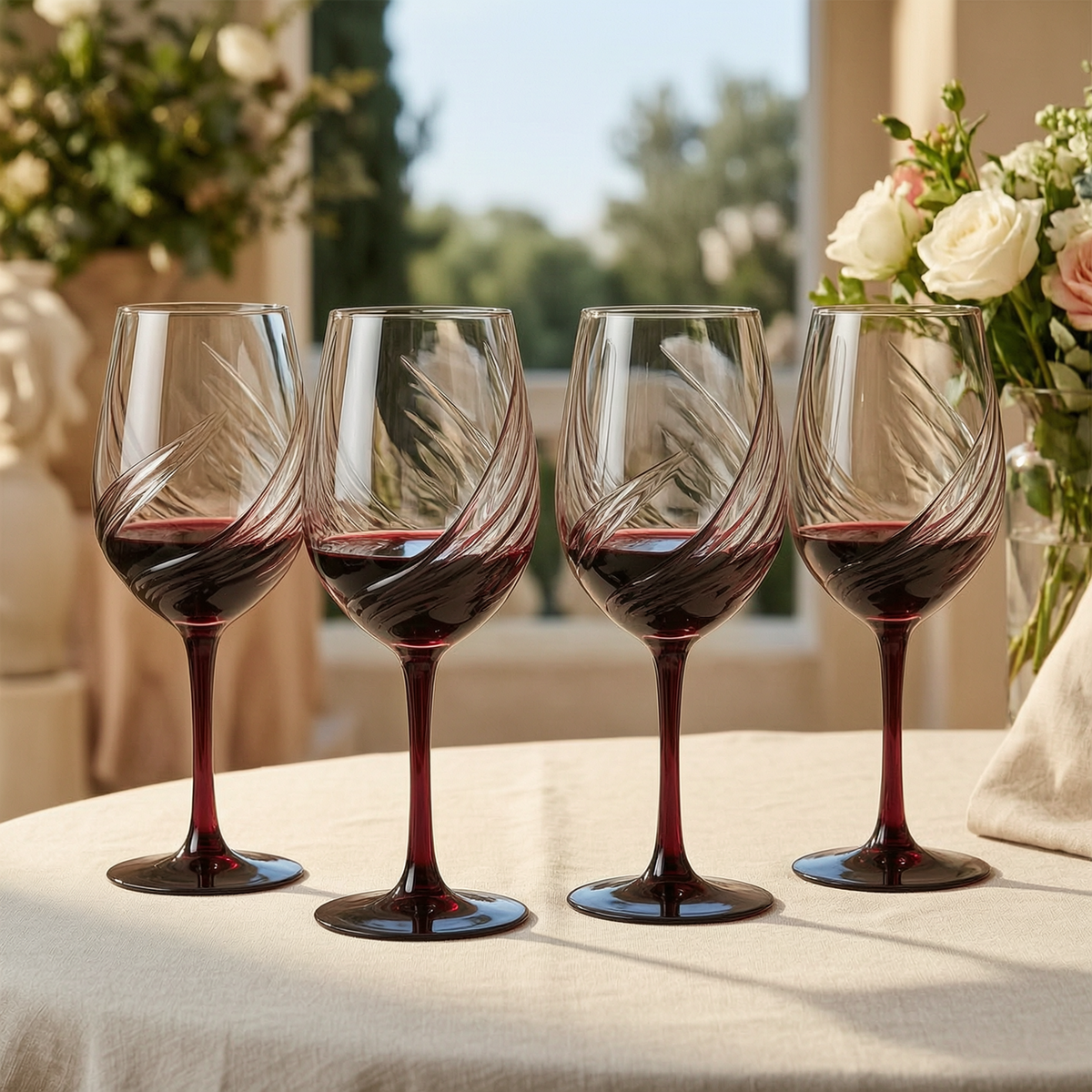 Melted Crystal Red Wine Glass - Set of 4 - scene