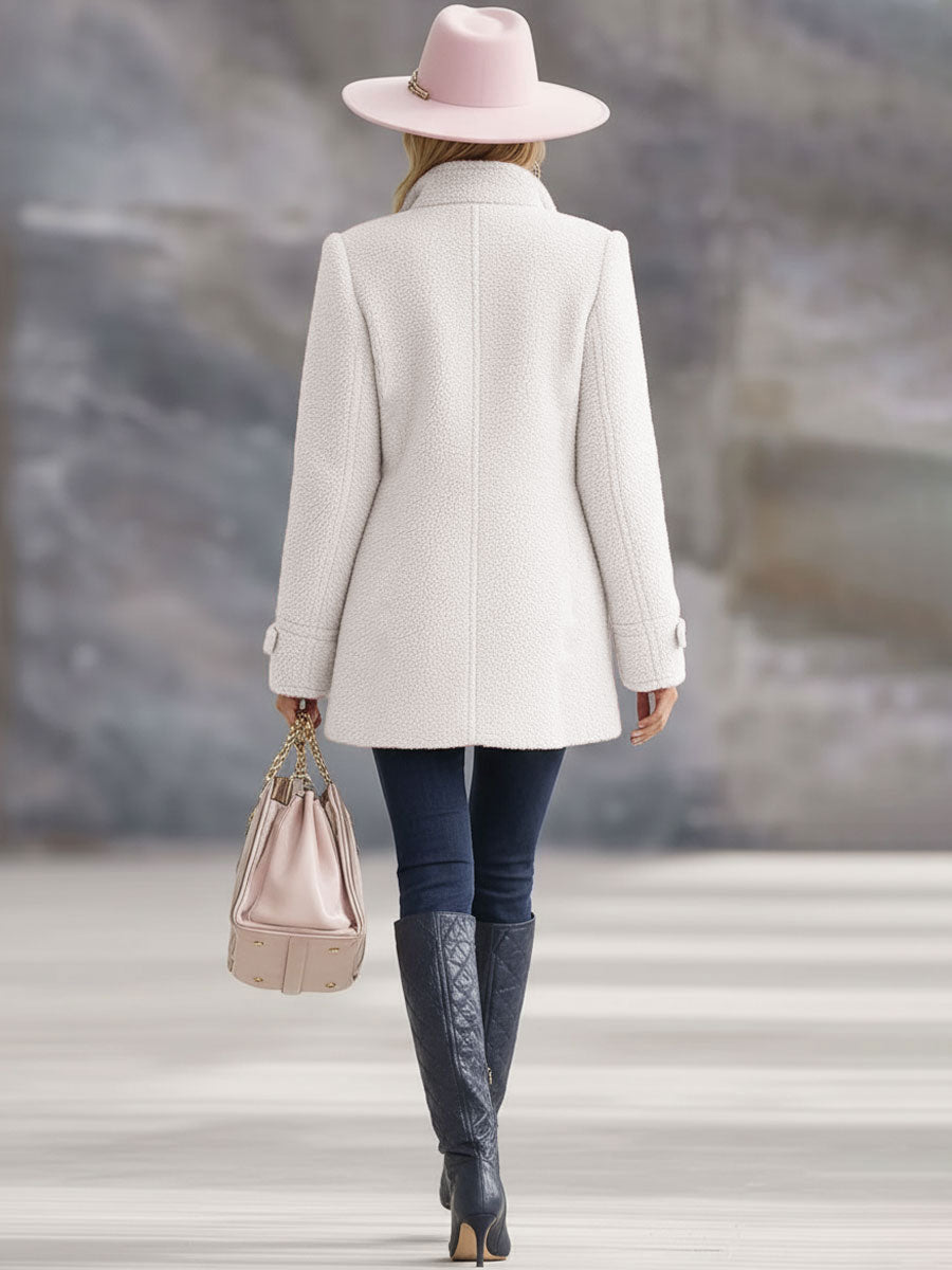 Casual Vintage Pink Polar Fleece Zip-Up Jacket Coat