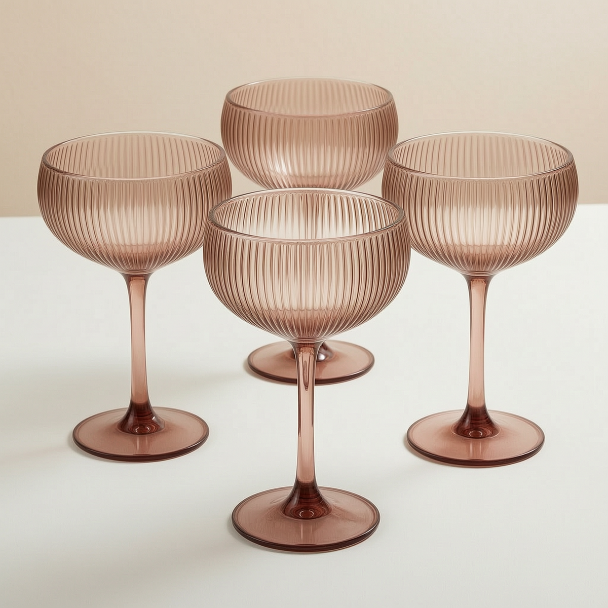 Ribbed Champagne Coupe - Set of 4 - closeup