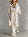 Resort Bohemian Paisley Shirt & Wide Leg Pants Set
